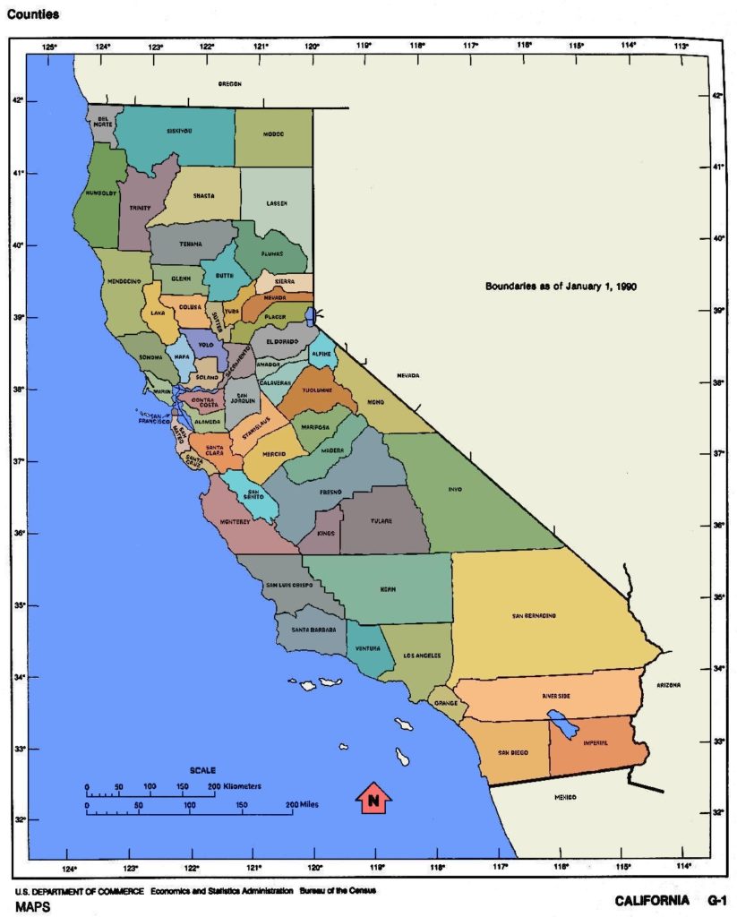 Mapa Kalifornie
